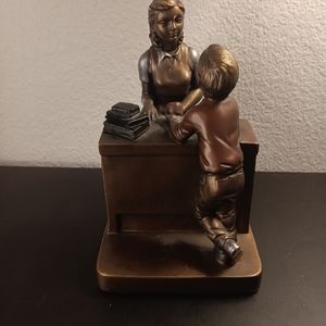 GORGEOUS Authentic Austin Sculpture TEACHER-STUDENT 8" Mixed Metal Sculpture.